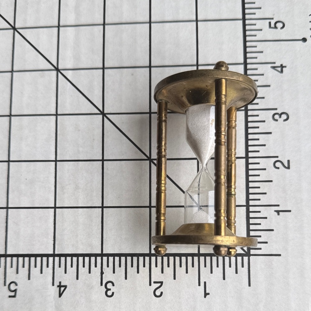 Vintage Brass Hourglass Sand Timer Made in Japan Mid Century Desk Decor 3.5”